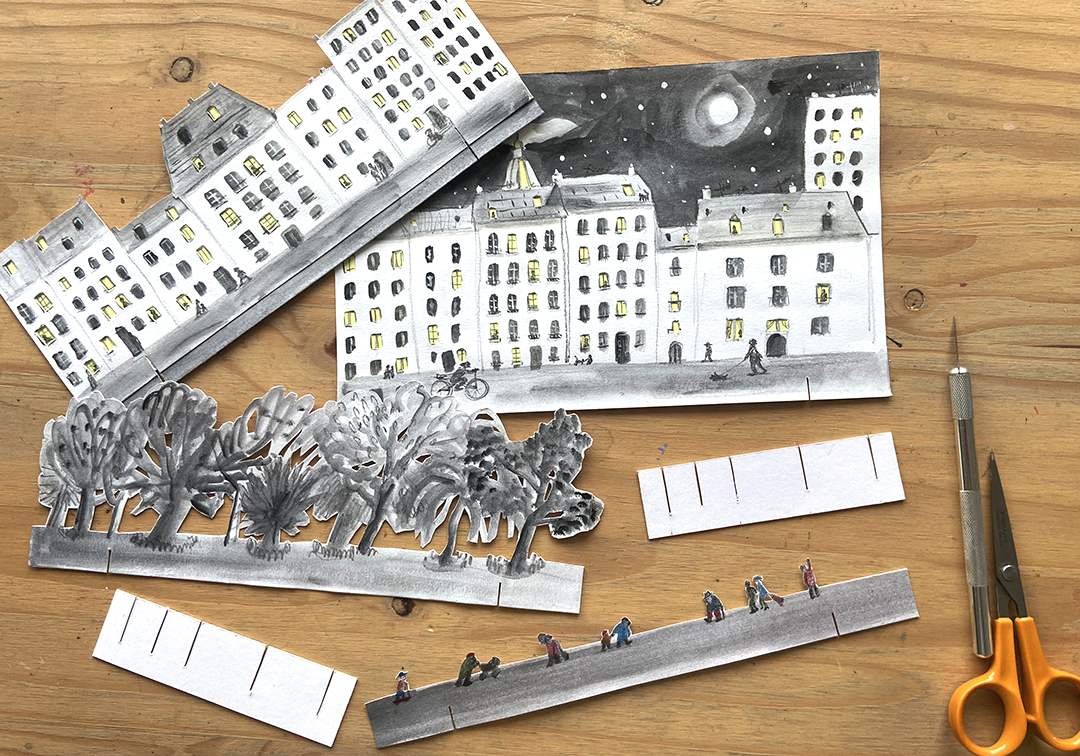 Separate elements for a 3d model of a city.